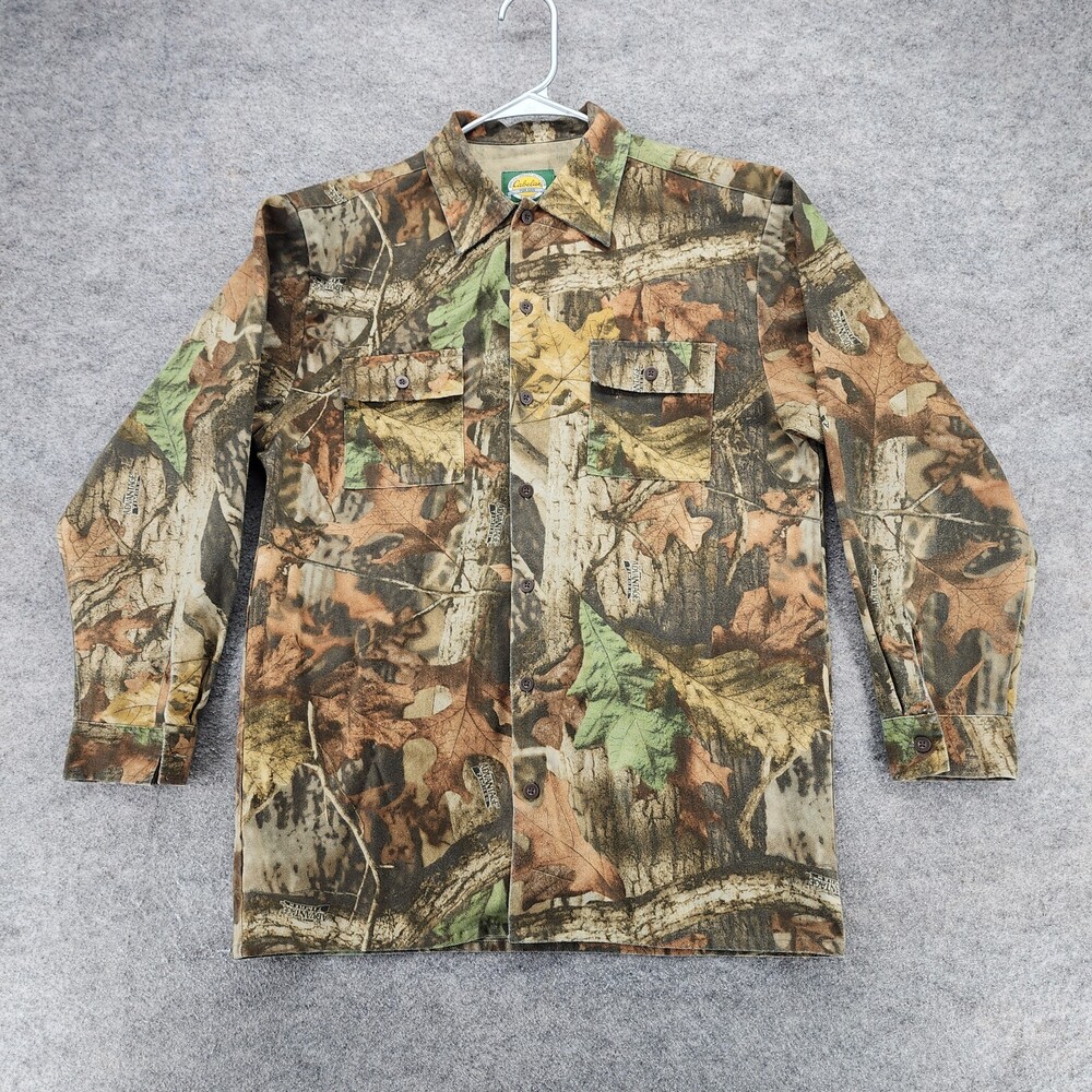 Cabelas Shirt Boys 20 Button Up Brown Camo Long Sleeve